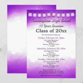 Lila Återföreningsmall för vattenfärgsklass Inbjudningar