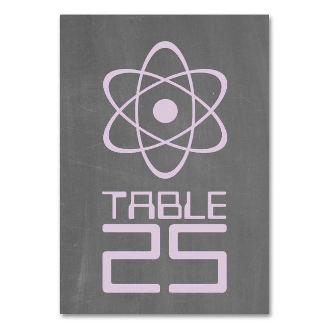 Lila Atomic Chalkboard Bord Card Bordsnummer (Framsidan)