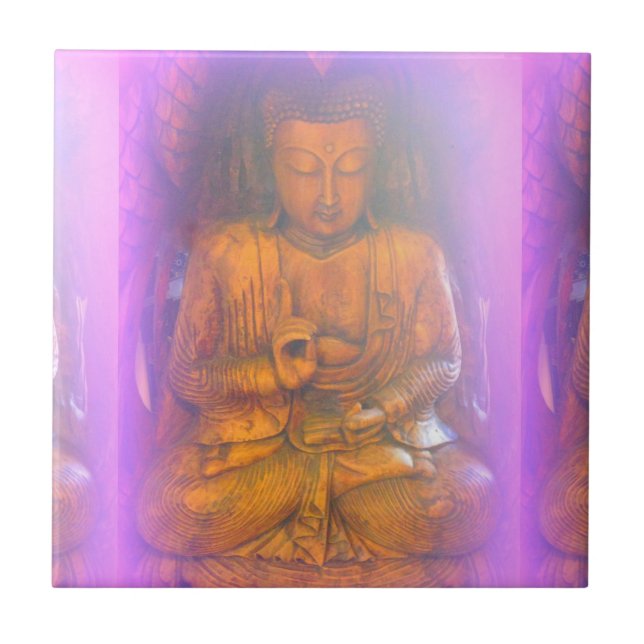 lila aura sitta buddha-panel kakelplatta (Framsidan)