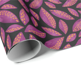 Lila Autumnal Höst löv Presentpapper