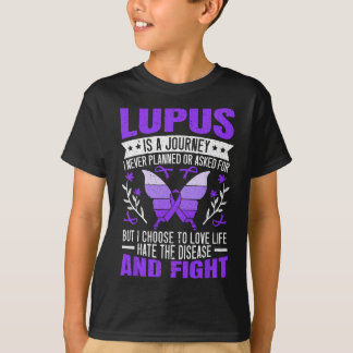 Lila av Bära för Lupus Awareness Butterfly SLE Au T Shirt