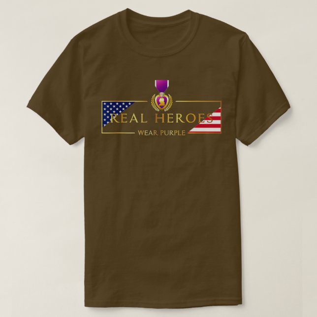 Lila av Bäran för  av militär Lila Heart Real Hero T Shirt (Design framsida)