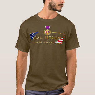 Lila av Bäran för  av militär Lila Heart Real Hero T Shirt