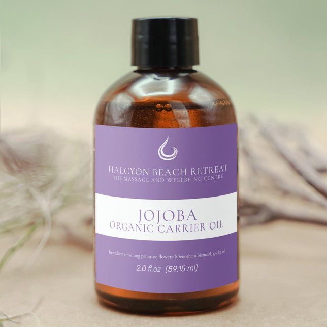 Lila av bäraroljeprodukter spritflaskor etikett (Skapare uppladdad)