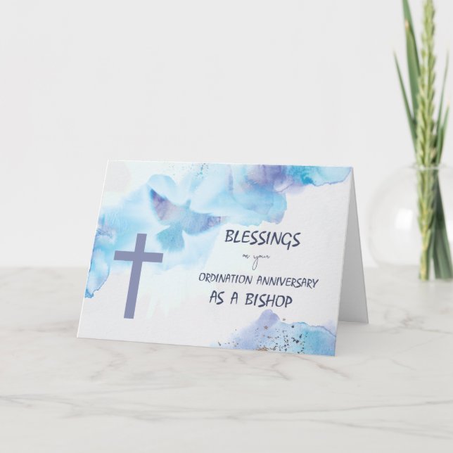 Lila av biskop Ordination Årsdag Blessings Kort (Framsida)
