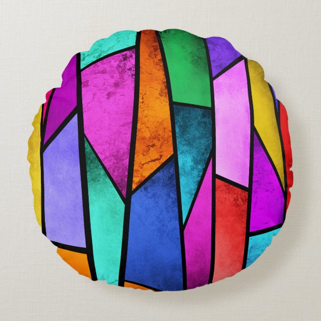 Lila av blåfärgad glödgad glasruta rund kudde (Framsidan)