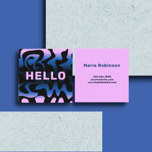 Lila av Bleken Bold Font Groovy Black Navy Blue Li Fyrkantigt Visitkort