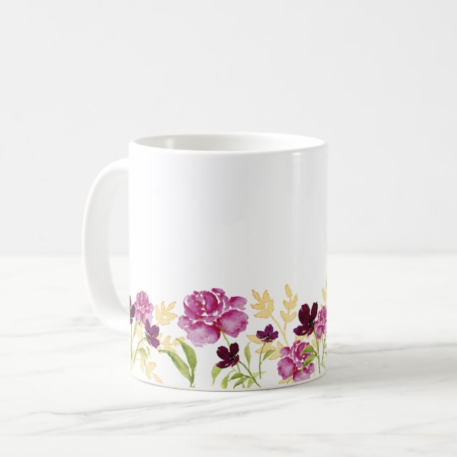 Lila av blommigt av  av Wildblomstragefärg Kaffemugg (Framsida vänster)