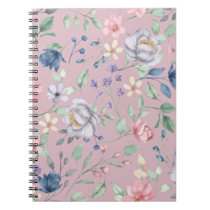 Lila av Blommigt av rosa Blue och Gult Anteckningsbok