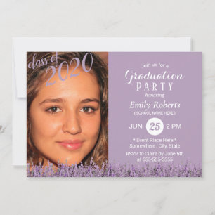Lila av Blommigten Photo Studenten Classy Lavender Inbjudningar