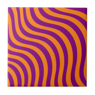 Lila av den feta Orangen Zebra Rand Modern Vår Kakelplatta