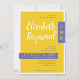 Lila av den moderna contemporaryns gult i bröllop inbjudningar