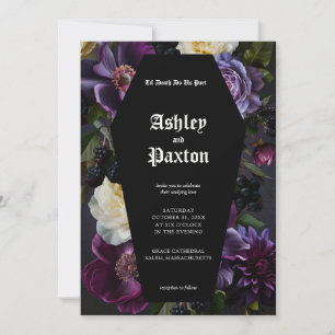 Lila av den moody Eleganten, Gothic Garden Blommig Inbjudningar