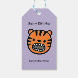 Lila av den tiger bruntiger ansikte presentetikett