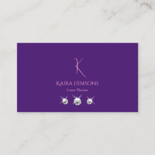 Lila av det moderna enkla Royalet med Monogram och Visitkort