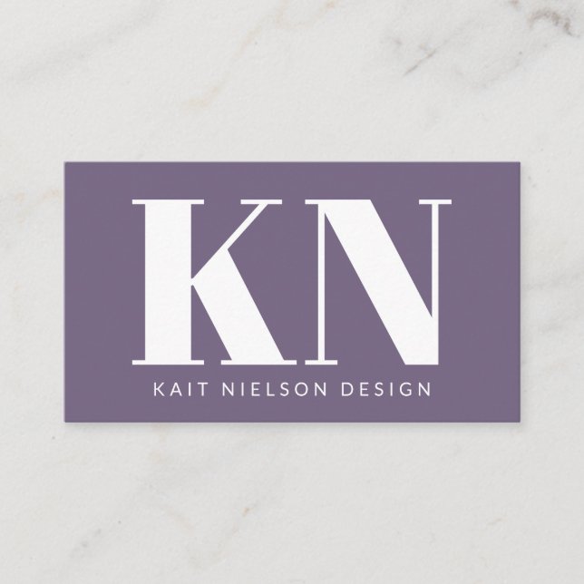 Lila av djärv modern monogram Professionell Visitkort (Framsida)