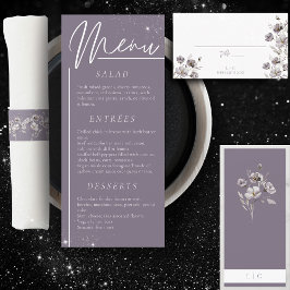 lila av elegant bröllop, vattenfärgsblomma meny