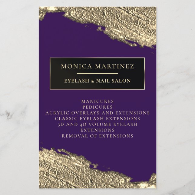 Lila av elegant för  av gyllene penselfläckar flygblad (Framsidan)