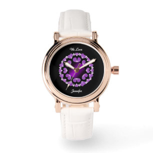 lila av elegant med svart bakgrund med text armbandsur