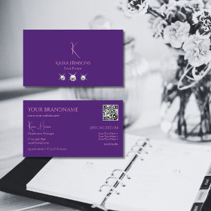 Lila av enkelt Royal med Monogram QRCode och judar Visitkort