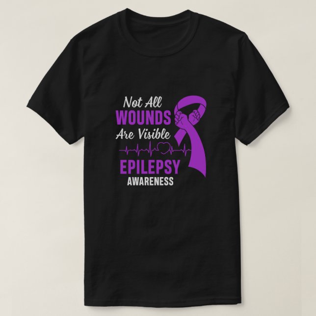 Lila av epilepsimedvetenhet Alla sår är inte Visio T Shirt (Design framsida)