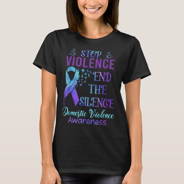 Lila av Family Domestic Violence Awareness  Ribbon T Shirt (Framsida)