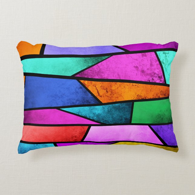 Lila av färgat, genomfärgat glas, blådekorfärg prydnadskudde (Framsidan)