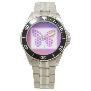 Lila av färglös persikofärgad Rosa Geometric Butte Armbandsur