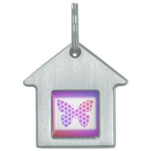 Lila av färglös persikofärgad Rosa Geometric Butte ID-bricka Husdjur