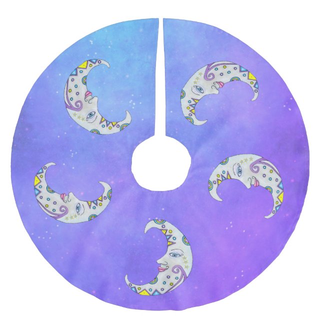 Lila av färglösa Måne-Dekoration Julgransmatta Borstad Polyester (Framsidan)