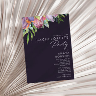 Lila av färgstark tropisk Blommigt Bachelorette Pa Inbjudningar