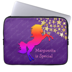 Lila av färgstark UNICORN Stars-Personlig Laptop Fodral