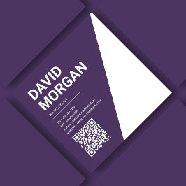 Lila av fet skripttypgrafi Qr-kod Fyrkantigt Visitkort