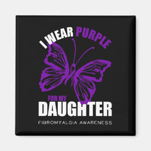 Lila av filbromyalgia Awareness Butterfly Ribbon Magnet