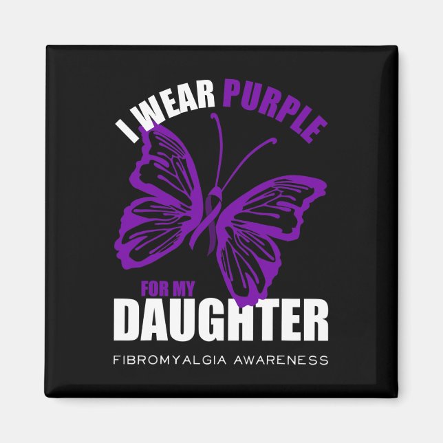 Lila av filbromyalgia Awareness Butterfly Ribbon Magnet (Framsidan)