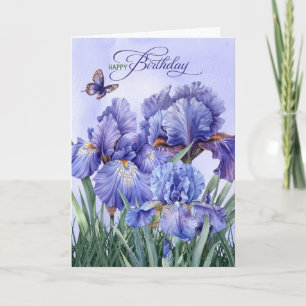Lila av födelsedagen Iris med Butterflies Kort