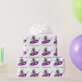 Lila av födelsedagsmask Mardi Gras Wrapping Papper Presentpapper