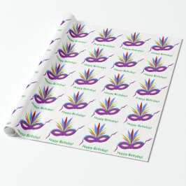 Lila av födelsedagsmask Mardi Gras Wrapping Papper Presentpapper