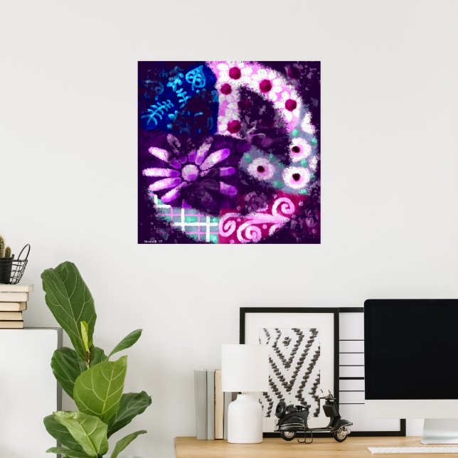 Lila av Fredstecken för Blommigt av vimAbstrakt Po Poster (Hemmakontoret)