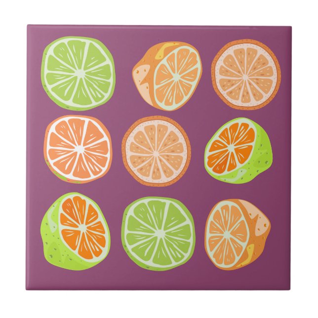 Lila av Grönt av adminstrativ färglösa citrusfrukt Kakelplatta (Framsidan)