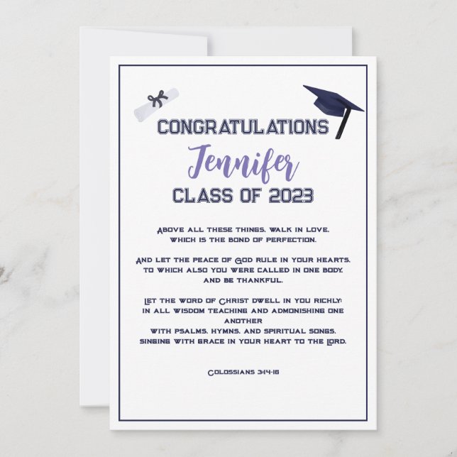 Lila av hälsningskort för Studenten-skript Inbjudningar (Framsida)