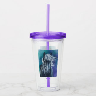 Lila av häst och turkos Bakgrund Vattenflaska Take Away Mugg