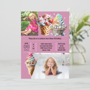 Lila av Ice kräm candy sommar DIY Phochildren Inbjudningar
