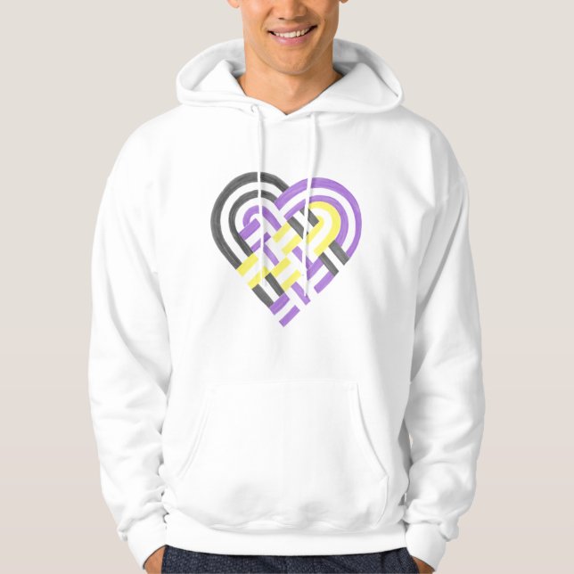 Lila av icke-binärt Pride Flagga Gult Hoodie (Framsida)