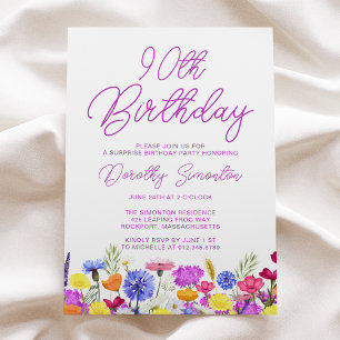 Lila av jodblomma vid 90:E födelsedagen i PARTY Inbjudningar