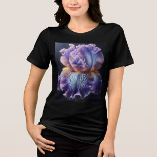 Lila av jordad isris-Blommigt och blått T Shirt