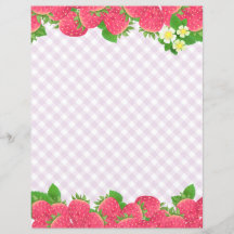 Lila av jordgubbar Gingham Stationery Papper