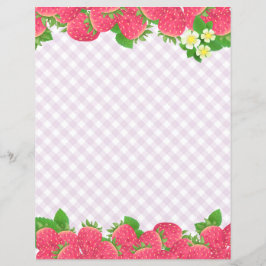 Lila av jordgubbar Gingham Stationery Papper