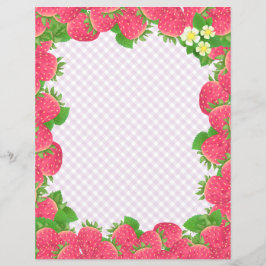 Lila av jordgubbar Gingham Stationery Papper
