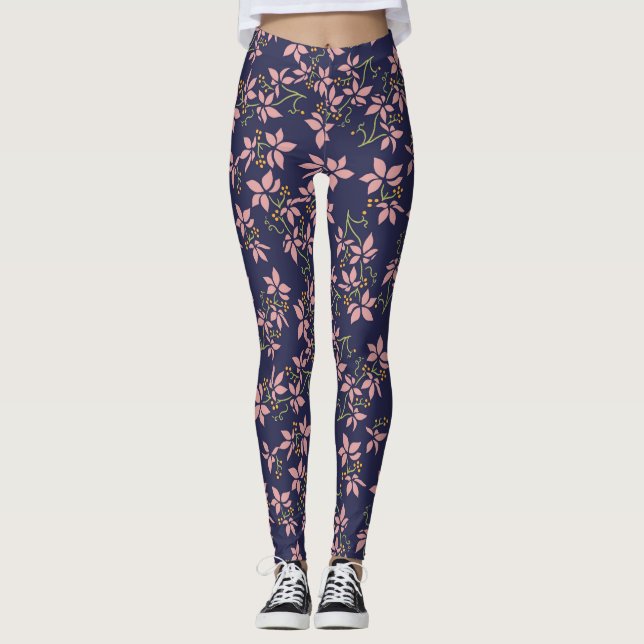 Lila av kute och Blommigt Leggings (Framsida)